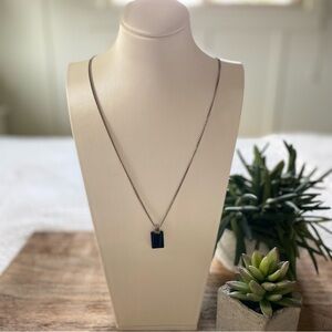 Black Tiles & Metal Pendant Necklace